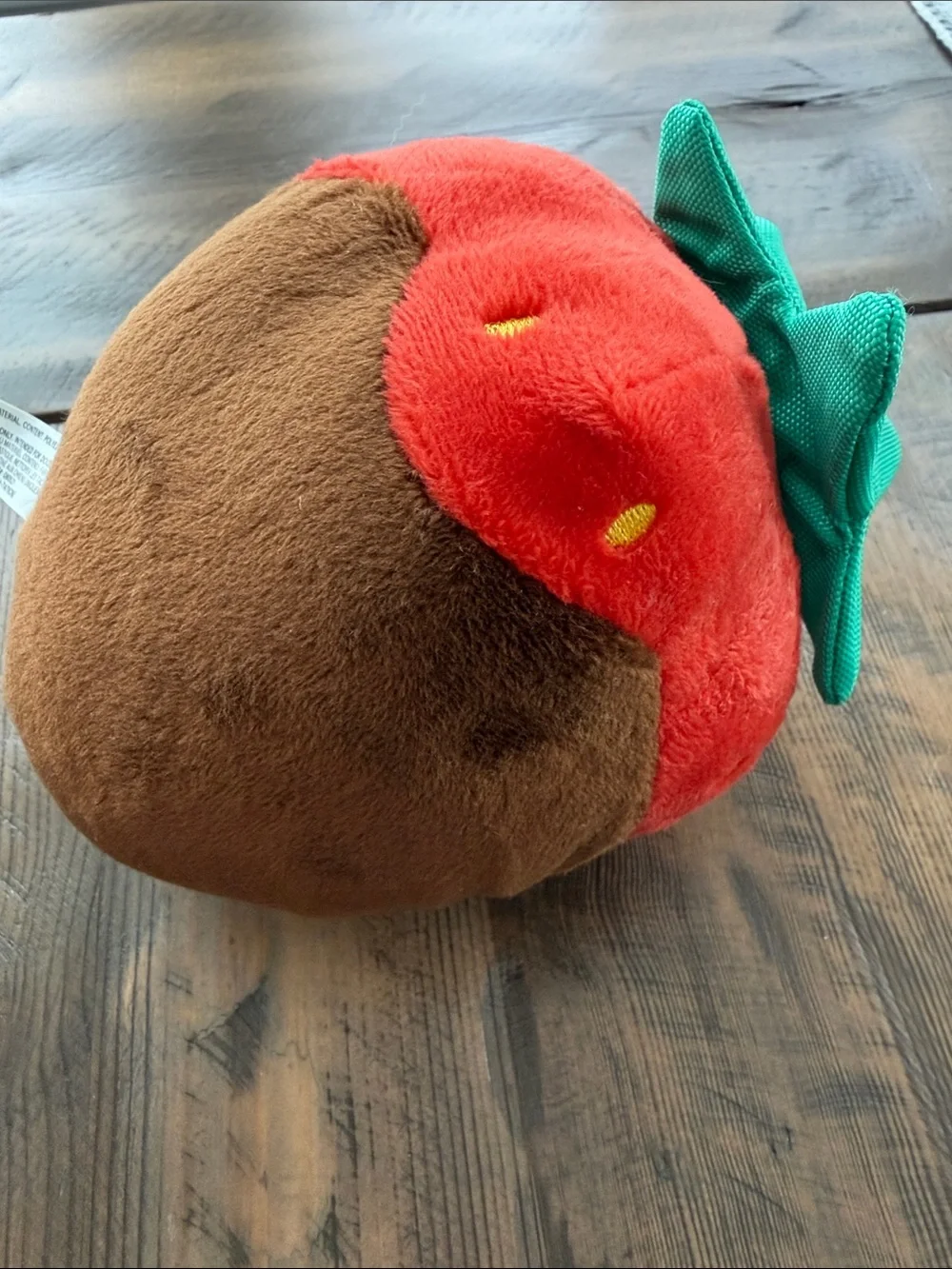 Bark Plush Chocolate-Dipped Strawberry Toy - Red, Brown, Green